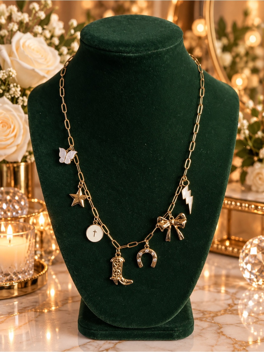 Gold Charm Link Necklace